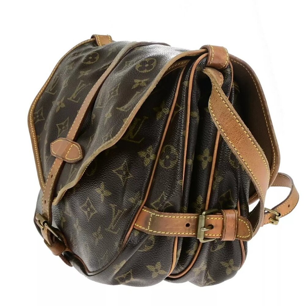 LOUIS VUITTON Logo Saumur 30 Shoulder Bag Monogram Leather Brown - Picture 4 of 16